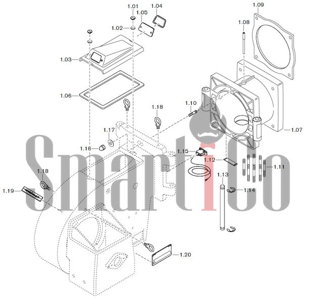 Запасные части к газовой горелке Weishaupt G50/1-B ZM-NR (W-FM 100/200) с доставкой по России 1 Запчасти к газовым горелочным устройствам Weishaupt G50/1-B ZM-NR (W-FM 100_200). Схема 1.