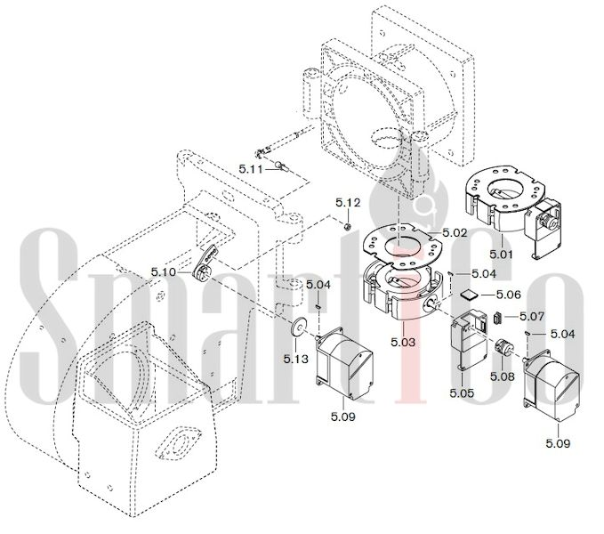 Запасные части к газовой горелке Weishaupt G50/2-A ZM-NR (W-FM 100/200) с доставкой по России 5 Запчасти к газовым горелочным устройствам Weishaupt G50/2-A ZM-NR (W-FM 100/200). Схема 5.