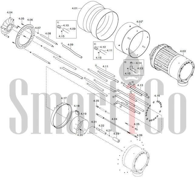 Запасные части к газовой горелке Weishaupt G60/2-A ZM-NR (W-FM 100/200) с доставкой по России 4 Запчасти к газовым горелочным устройствам Weishaupt G60/2-A ZM-NR (W-FM 100/200). Схема 4.