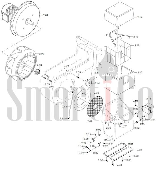 Запасные части к газовой горелке Weishaupt G70/1-B ZM-LN (W-FM 100/200) 2 Запчасти к газовым горелочным устройствам Weishaupt G70/1-B ZM-LN (W-FM 100/200). Схема 2.