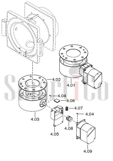 Запасные части к газовой горелке Weishaupt G70/1-B ZM-LN (W-FM 100/200) 4 Запчасти к газовым горелочным устройствам Weishaupt G70/1-B ZM-LN (W-FM 100/200). Схема 4.
