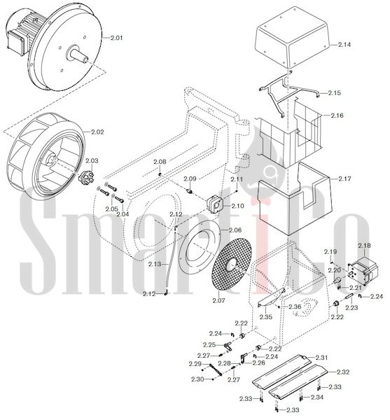 Запасные части к газовой горелке Weishaupt G70/2-A ZM-LN (W-FM 100/200) с доставкой по России 2 Запчасти к газовым горелочным устройствам Weishaupt G70/2-A ZM-LN (W-FM 100/200). Схема 2.