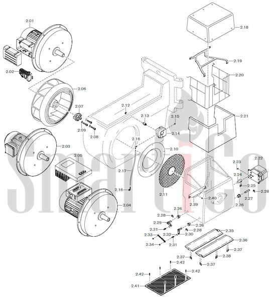 Запасные части к газовой горелке Weishaupt G70/3-A ZM-NR (W-FM 100/200) с доставкой по России 2 Запчасти к газовым горелочным устройствам Weishaupt G70/3-A ZM-NR (W-FM 100/200). Схема 2.
