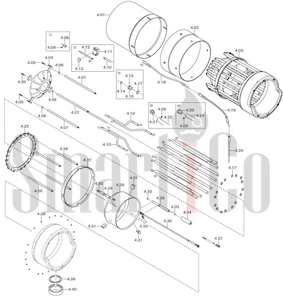 Запасные части к газовой горелке Weishaupt G70/3-A ZM-NR (W-FM 100/200) с доставкой по России 4 Запчасти к газовым горелочным устройствам Weishaupt G70/3-A ZM-NR (W-FM 100/200). Схема 4.