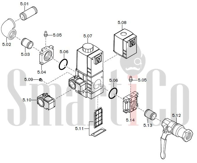 Запасные части к газовой горелке Weishaupt WG10.../1-D LN с доставкой по России 5 Запчасти к газовым горелочным устройствам Weishaupt WG10.../1-D LN . Схема 5.