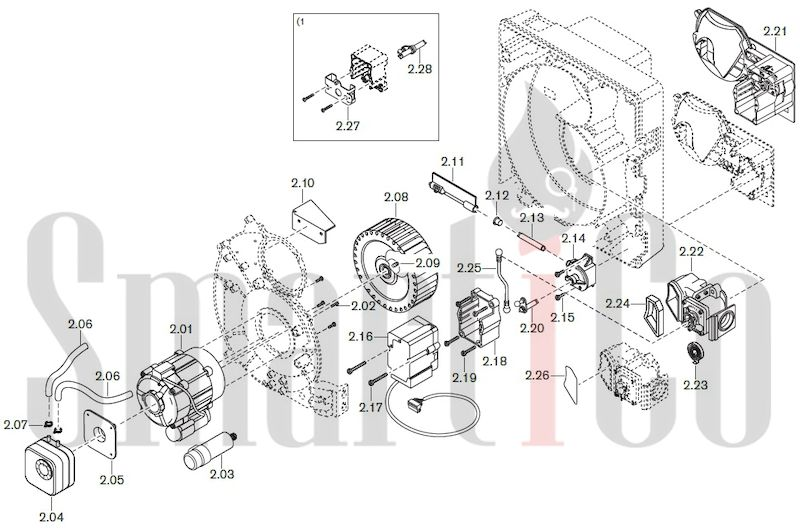 Запасные части к газовой горелке Weishaupt WG10.../1-D Z-LN с доставкой по России 2 Запчасти к газовым горелочным устройствам Weishaupt WG10.../1-D Z-LN. Схема 2.