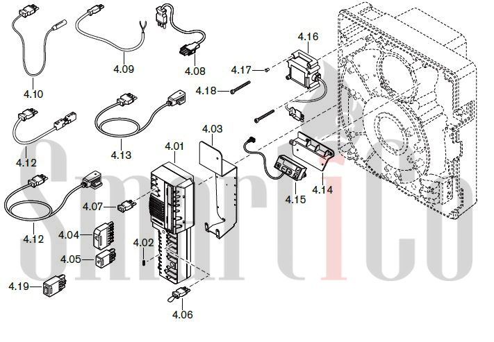 Запасные части к газовой горелке Weishaupt WG10.../1-D ZM-LN с доставкой по России 4 Запчасти к газовым горелочным устройствам Weishaupt WG10.../1-D ZM-LN. Схема 4.