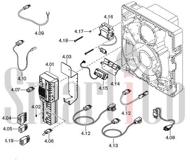 Запасные части к газовой горелке Weishaupt WG20.../1-C ZM-LN с доставкой по России 4 Запчасти к газовым горелочным устройствам Weishaupt WG20.../1-C ZM-LN. Схема 4.