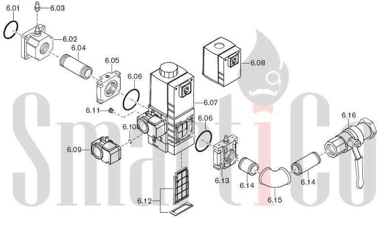 Запасные части к газовой горелке Weishaupt WG30.../1-C ZM-LN с доставкой по России 6 Запчасти к газовым горелочным устройствам Weishaupt WG30.../1-C ZM-LN. Схема 6.