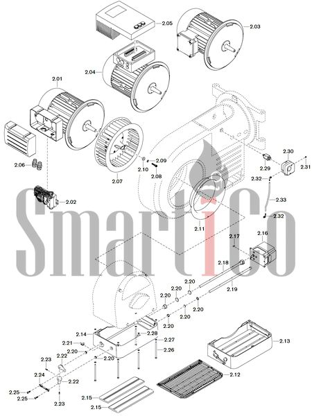 Запасные части к газовой горелке Weishaupt WM-G30/1-A/ZM-LN (W-FM 100/200) 2 Запчасти к газовым горелочным устройствам Weishaupt WM-G30/1-A ZM-LN (W-FM 100-200). Схема 2.