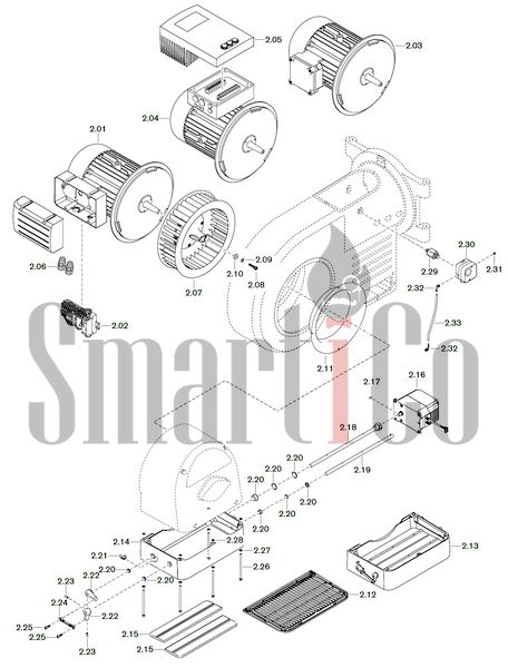 Запасные части к газовой горелке Weishaupt WM-G30/1-A/ZM-LN (W-FM 50) 2 Запчасти к газовым горелочным устройствам Weishaupt WM-G30/1-A/ZM-LN (W-FM 50). Схема 2.