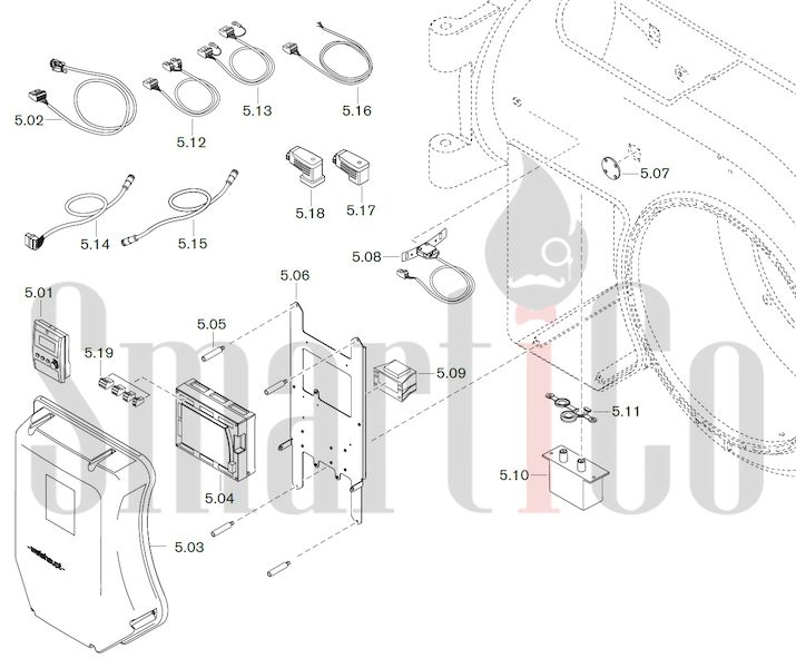 Запасные части к газовой горелке Weishaupt WM-G50/1-A/ZM-NR (W-FM 100/200) 5 Запчасти к газовым горелочным устройствам Weishaupt WM-G50/1-A ZM-NR (W-FM 100-200). Схема 5.