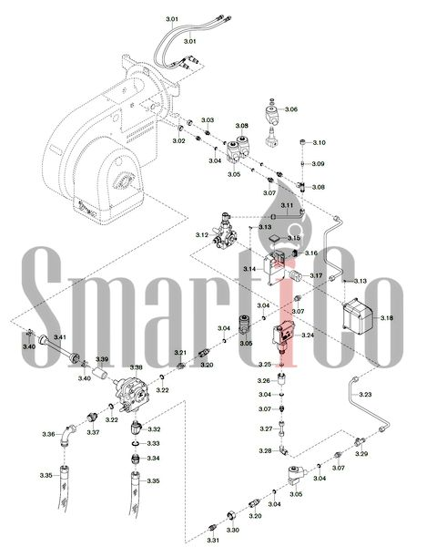 Запасные части к комбинированной горелке Weishaupt WM-GL20/2-A/ZM-R (W-FM 54) 3 Запчасти к газовым горелочным устройствам Weishaupt WM-GL20/2-A ZM-R (W-FM 54). Схема 3.