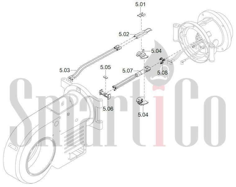 Запасные части к комбинированной горелке Weishaupt WM-GL20/2-A/ZM-T (W-FM 100/200) 5 Запчасти к газовым горелочным устройствам Weishaupt WM-GL20/2-A/ZM-T (W-FM 100/200). Схема 5.
