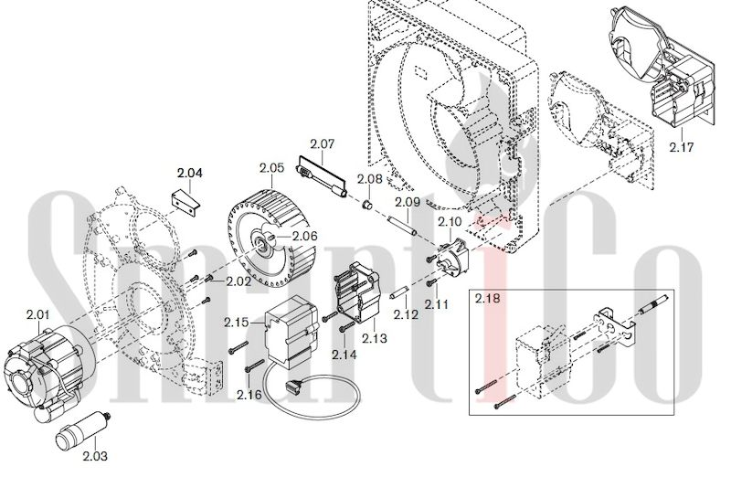 Запасные части к жидкотопливной горелке Weishaupt WL20/1-C Z-1LN с доставкой по России 2 Жидкотопливная горелка Weishaupt WL20/1-C Z-1LN. Схема 2.