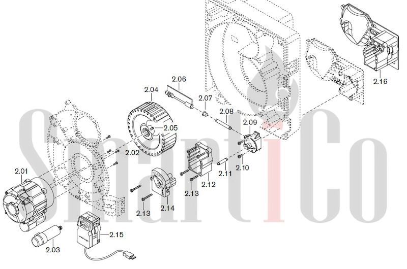Запасные части к жидкотопливной горелке Weishaupt WL20/2-C с доставкой по России 2 Жидкотопливная горелка Weishaupt WL20/2-C. Схема 2.