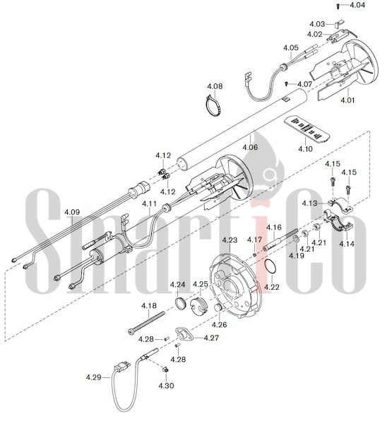 Запасные части к жидкотопливной горелке Weishaupt WL30Z-C с доставкой по России 4 Жидкотопливная горелка Weishaupt WL30Z-C. Схема 4.