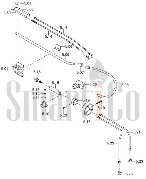 Запасные части к комбинированной горелке Weishaupt RGL30/2-A ZM-NR (W-FM 100/200) с доставкой по России 5 Запасные части к комбинированной (двухтопливной) горелке Weishaupt RGL30/2-A ZM-NR (W-FM 100, 200). Схема 5.