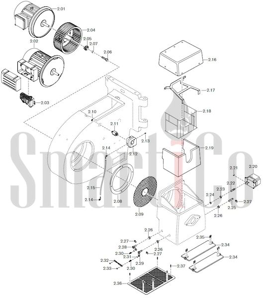 Запасные части к комбинированной горелке Weishaupt RGL50/2-A ZM-NR (W-FM 100/200) с доставкой по России 2 Запасные части к комбинированной (двухтопливной) горелке Weishaupt RGL50/2-A ZM-NR (W-FM 100, 200). Схема 2.