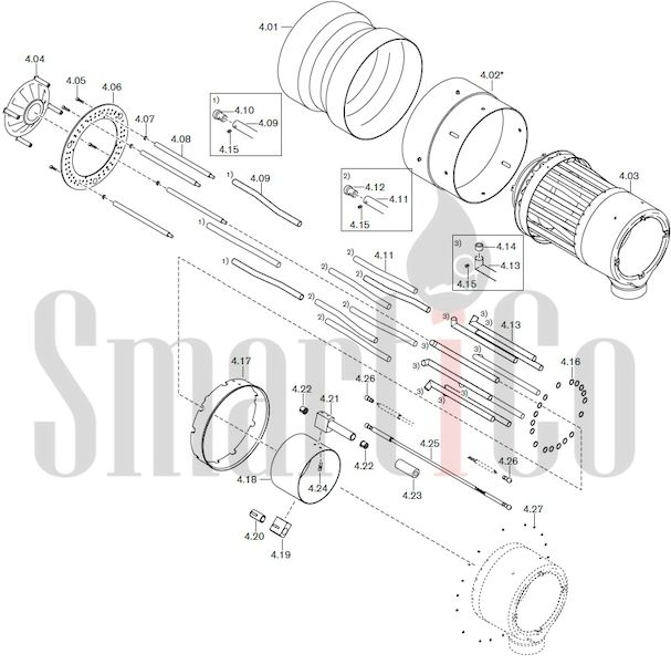 Запасные части к комбинированной горелке Weishaupt RGL50/2-A ZM-NR (W-FM 100/200) с доставкой по России 4 Запасные части к комбинированной (двухтопливной) горелке Weishaupt RGL50/2-A ZM-NR (W-FM 100, 200). Схема 4.