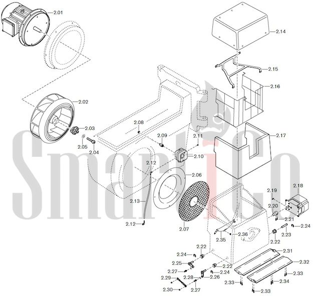 Запасные части к комбинированной горелке Weishaupt RGL60/2-A ZM-NR (W-FM 100/200) с доставкой по России 2 Запасные части к комбинированной (двухтопливной) горелке Weishaupt RGL60/2-A ZM-NR (W-FM 100, 200). Схема 2.