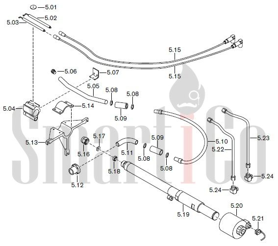 Запасные части к комбинированной горелке Weishaupt RGL70/1-B ZM-NR (W-FM 100/200) с доставкой по России 5 Запасные части к комбинированной (двухтопливной) горелке Weishaupt RGL70/1-B ZM-NR (W-FM 100, 200). Схема 5.