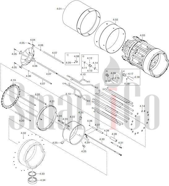Запасные части к комбинированной горелке Weishaupt RGL70/4-A ZM-NR (W-FM 200) с доставкой по России 4 Запасные части к комбинированной (двухтопливной) горелке Weishaupt RGL70/4-A ZM-NR (W-FM 200). Схема 4.