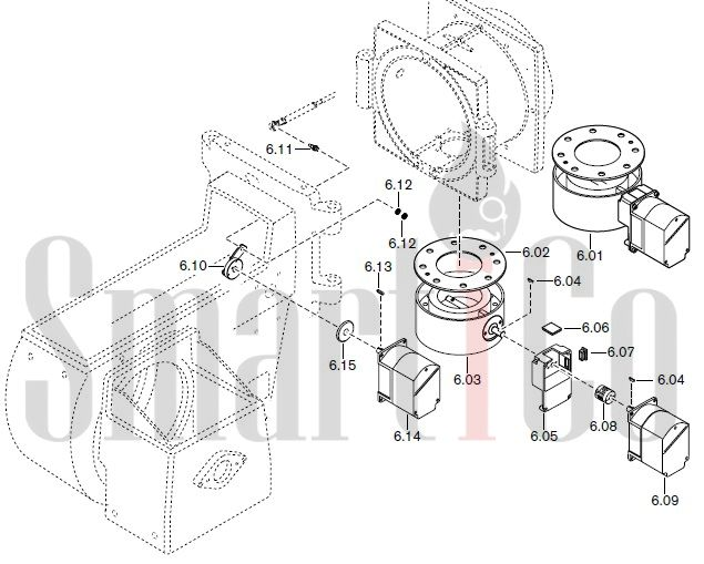 Запасные части к комбинированной горелке Weishaupt RGL70/4-A ZM-NR (W-FM 200) с доставкой по России 6 Запасные части к комбинированной (двухтопливной) горелке Weishaupt RGL70/4-A ZM-NR (W-FM 200). Схема 6.