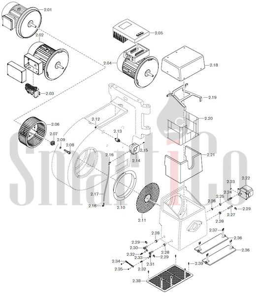 Запасные части к комбинированной горелке Weishaupt RGMS50/2-A ZM-NR (W-FM 100/200) с доставкой по России 2 Запасные части к комбинированной (двухтопливной) горелке Weishaupt RGMS50/2-A ZM-NR (W-FM 100, 200). Схема 2.