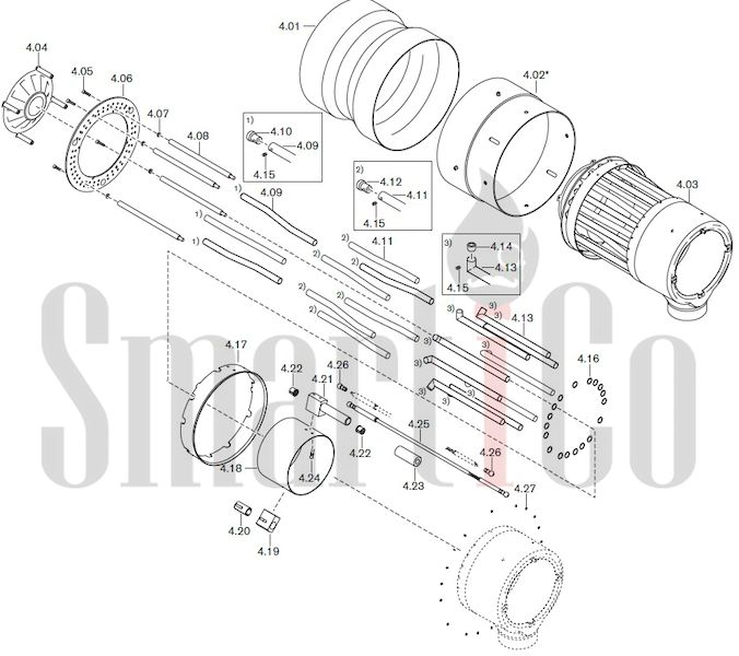 Запасные части к комбинированной горелке Weishaupt RGMS50/2-A ZM-NR (W-FM 100/200) с доставкой по России 4 Запасные части к комбинированной (двухтопливной) горелке Weishaupt RGMS50/2-A ZM-NR (W-FM 100, 200). Схема 4.