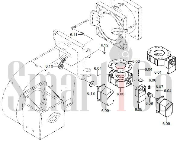 Запасные части к комбинированной горелке Weishaupt RGMS50/2-A ZM-NR (W-FM 100/200) с доставкой по России 6 Запасные части к комбинированной (двухтопливной) горелке Weishaupt RGMS50/2-A ZM-NR (W-FM 100, 200). Схема 6.