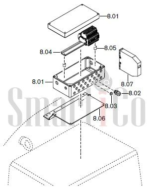 Запасные части к комбинированной горелке Weishaupt RGMS60/2-A ZM-NR (W-FM 100/200) с доставкой по России 8 Запасные части к комбинированной (двухтопливной) горелке Weishaupt RGMS60/2-A ZM-NR (W-FM 100, 200). Схема 8.
