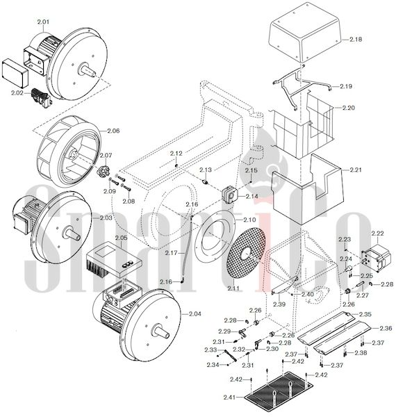 Запасные части к комбинированной горелке Weishaupt RGMS70/1-B ZM-NR (W-FM 100/200) с доставкой по России 2 Запасные части к комбинированной (двухтопливной) горелке Weishaupt RGMS70/1-B ZM-NR (W-FM 100, 200). Схема 2.