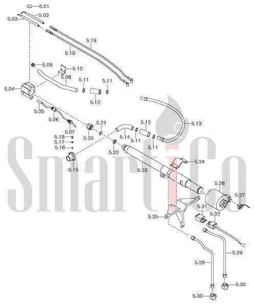 Запасные части к комбинированной горелке Weishaupt RGMS70/1-B ZM-NR (W-FM 100/200) с доставкой по России 5 Запасные части к комбинированной (двухтопливной) горелке Weishaupt RGMS70/1-B ZM-NR (W-FM 100, 200). Схема 5.