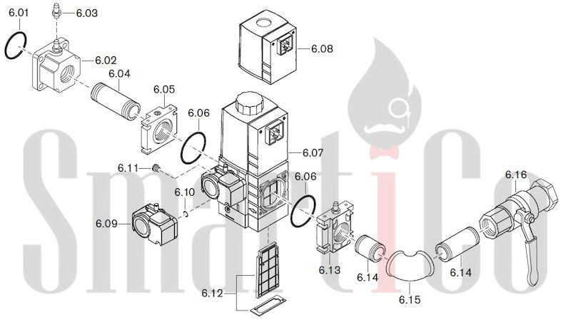 Запасные части к комбинированной горелке Weishaupt WGL30/1-C/ZM с доставкой по России 6 Запасные части к комбинированной (двухтопливной) горелке Weishaupt WGL30/1-C ZM. Схема 6.