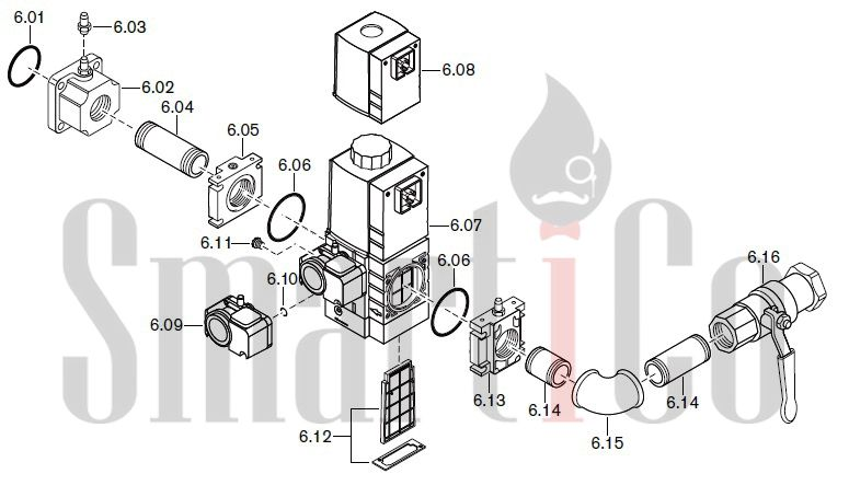 Запасные части к комбинированной горелке Weishaupt WGL40/1-A/ZM с доставкой по России 6 Запасные части к комбинированной (двухтопливной) горелке Weishaupt WGL40/1-A ZM. Схема 6.