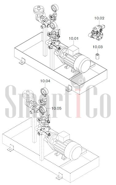 Запасные части к комбинированной горелке Weishaupt WKGL70/1-B ZM(H) (W-FM 100/200) 10 Запасные части к комбинированной (двухтопливной) горелке Weishaupt WKGL70/1-B ZM(H) (W-FM 100, 200). Схема 10.