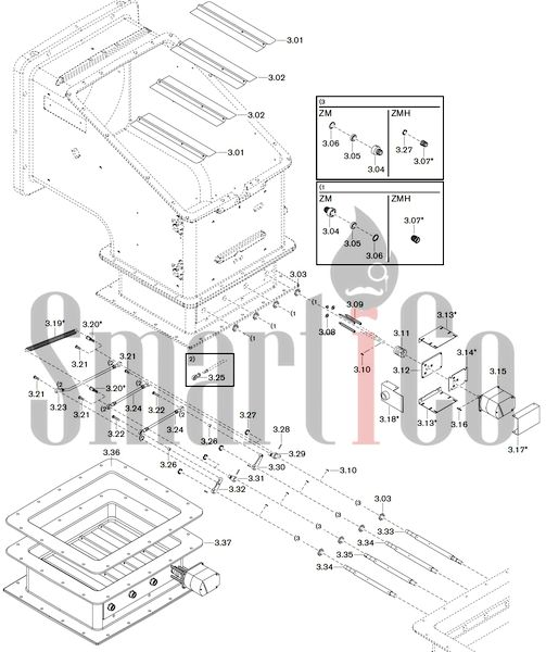 Запасные части к комбинированной горелке Weishaupt WKGL70/1-B ZM(H) (W-FM 100/200) 3 Запасные части к комбинированной (двухтопливной) горелке Weishaupt WKGL70/1-B ZM(H) (W-FM 100, 200). Схема 3.