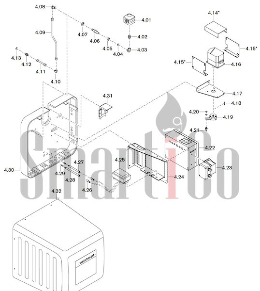 Запасные части к комбинированной горелке Weishaupt WKGL70/1-B ZM(H) (W-FM 100/200) 4 Запасные части к комбинированной (двухтопливной) горелке Weishaupt WKGL70/1-B ZM(H) (W-FM 100, 200). Схема 4.