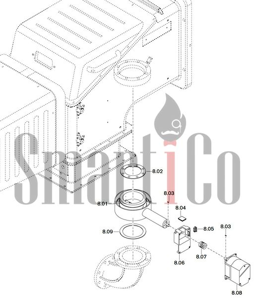 Запасные части к комбинированной горелке Weishaupt WKGL70/1-B ZM(H) (W-FM 100/200) 8 Запасные части к комбинированной (двухтопливной) горелке Weishaupt WKGL70/1-B ZM(H) (W-FM 100, 200). Схема 8.