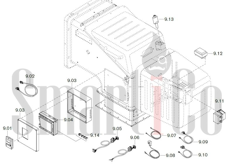 Запасные части к комбинированной горелке Weishaupt WKGL70/1-B ZM(H) (W-FM 100/200) 9 Запасные части к комбинированной (двухтопливной) горелке Weishaupt WKGL70/1-B ZM(H) (W-FM 100, 200). Схема 9.