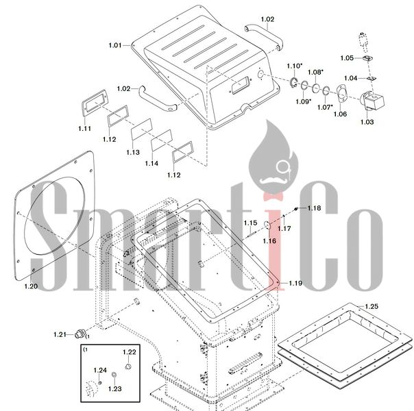 Запасные части к комбинированной горелке Weishaupt WKGL70/2-A ZM(H)-1SF 1 Запасные части к комбинированной (двухтопливной) горелке Weishaupt WKGL70/2-A ZM(H)-1SF (W-FM 100, 200). Схема 1.