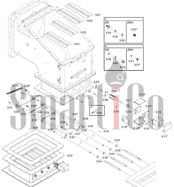 Запасные части к комбинированной горелке Weishaupt WKGL70/2-A ZM(H)-1SF 3 Запасные части к комбинированной (двухтопливной) горелке Weishaupt WKGL70/2-A ZM(H)-1SF (W-FM 100, 200). Схема 3.