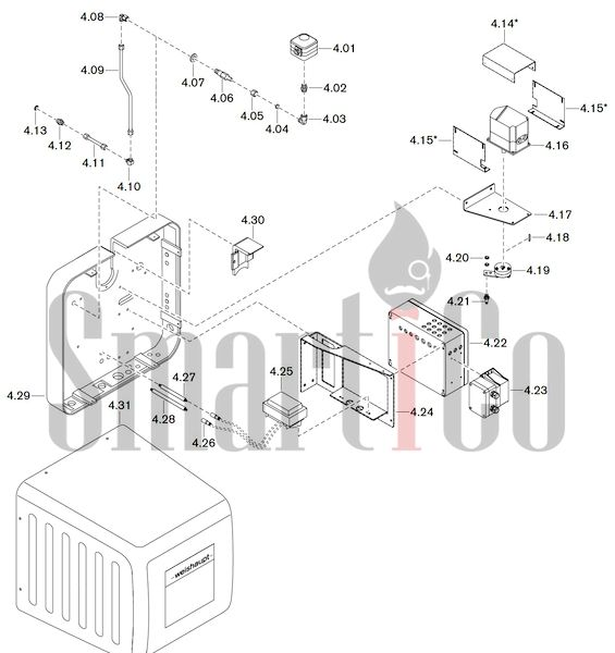 Запасные части к комбинированной горелке Weishaupt WKGL70/2-A ZM(H)-1SF 4 Запасные части к комбинированной (двухтопливной) горелке Weishaupt WKGL70/2-A ZM(H)-1SF (W-FM 100, 200). Схема 4.