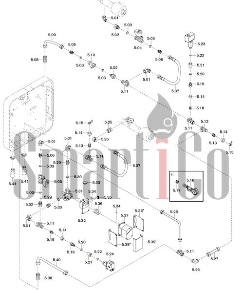 Запасные части к комбинированной горелке Weishaupt WKGL70/2-A ZM(H)-1SF 5 Запасные части к комбинированной (двухтопливной) горелке Weishaupt WKGL70/2-A ZM(H)-1SF (W-FM 100, 200). Схема 5.