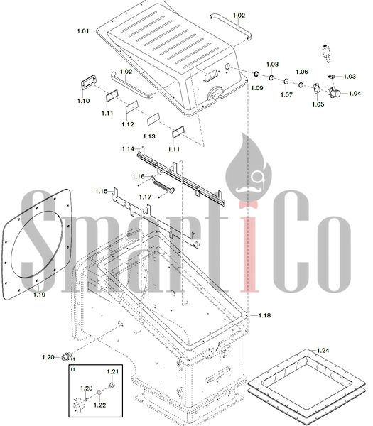 Запасные части к комбинированной горелке Weishaupt WKGL 80/3-A ZM(H)-NR с доставкой по России 1 Запасные части к комбинированной (двухтопливной) горелке Weishaupt WKGL 80/3-A ZM(H)-NR (W-FM 100, 200). Схема 1.