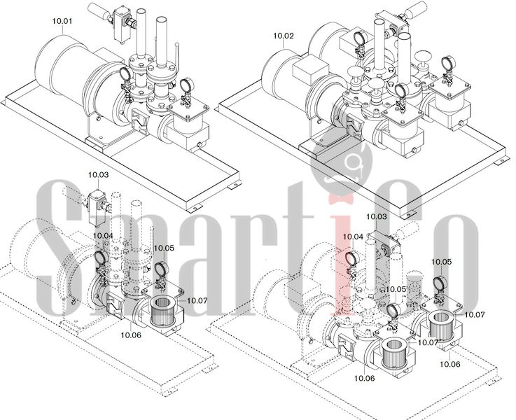 Запасные части к комбинированной горелке Weishaupt WKGL 80/3-A ZM(H)-NR с доставкой по России 10 Запасные части к комбинированной (двухтопливной) горелке Weishaupt WKGL 80/3-A ZM(H)-NR (W-FM 100, 200). Схема 10.