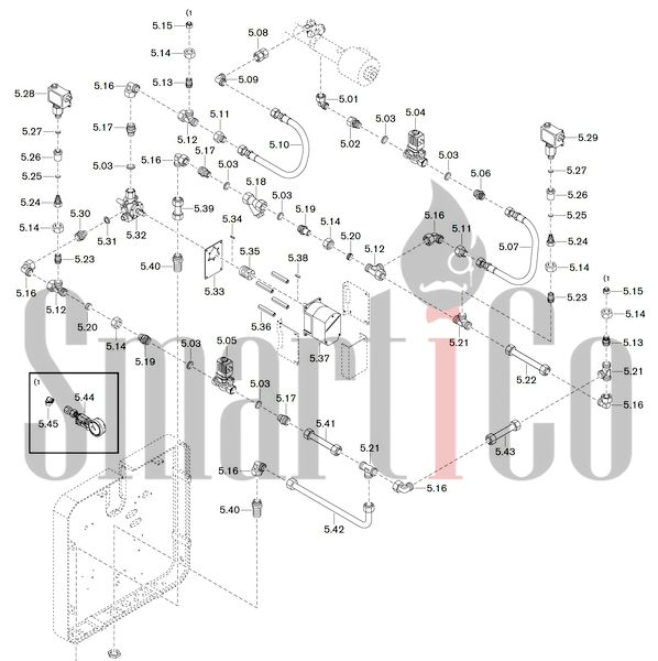 Запасные части к комбинированной горелке Weishaupt WKGL 80/3-A ZM(H)-NR с доставкой по России 5 Запасные части к комбинированной (двухтопливной) горелке Weishaupt WKGL 80/3-A ZM(H)-NR (W-FM 100, 200). Схема 5.