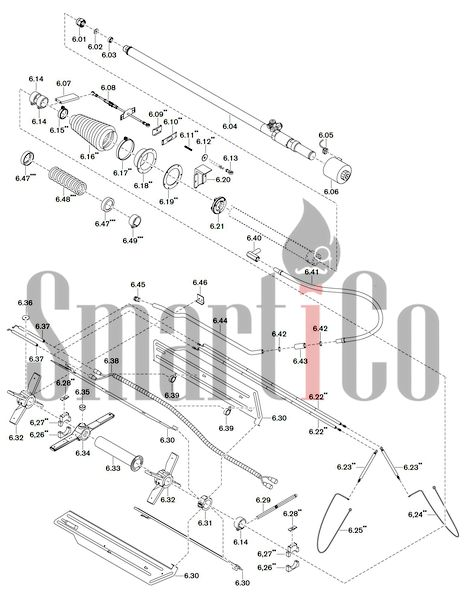 Запасные части к комбинированной горелке Weishaupt WKGL 80/3-A ZM(H)-NR с доставкой по России 6 Запасные части к комбинированной (двухтопливной) горелке Weishaupt WKGL 80/3-A ZM(H)-NR (W-FM 100, 200). Схема 6.