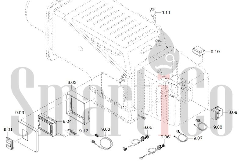 Запасные части к комбинированной горелке Weishaupt WKGL 80/3-A ZM(H)-NR с доставкой по России 9 Запасные части к комбинированной (двухтопливной) горелке Weishaupt WKGL 80/3-A ZM(H)-NR (W-FM 100, 200). Схема 9.